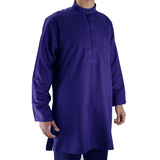 Hijaz Men's Embroidered Midnight Blue Kurta Top Wrinkle Free Cotton Short Tunic