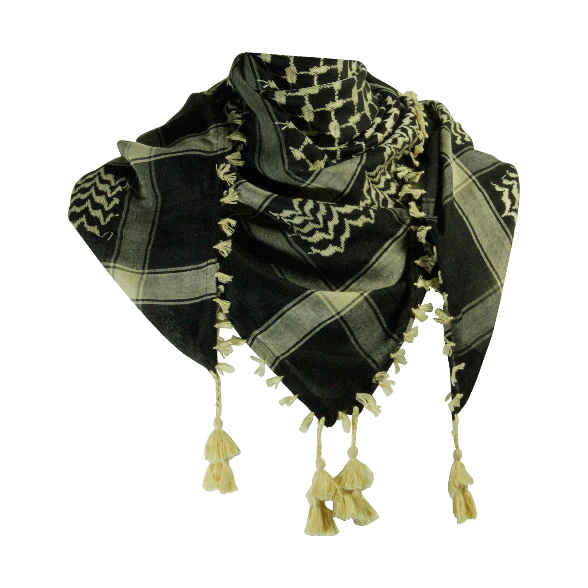 Eyicmarn Women Mens Plaid Tassel Arab Shemagh KeffIyeh Scarf Wrap