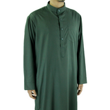 Hijaz Forest Green Men's Formal Arabian Thobe Cotton Kaftan Kandura With Pockets