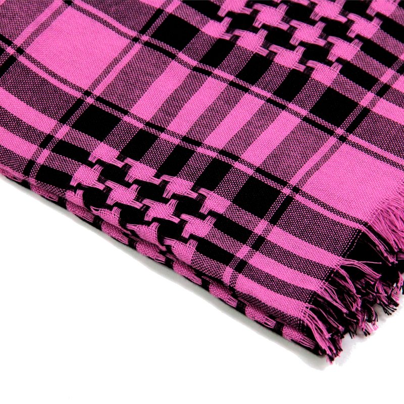 Black and Pink Checkered Design Shemagh Tactical Desert Turban Scarf Keffiyeh