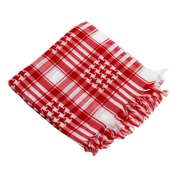 White and Red Checkered Design Shemagh Tactical Desert Turban Scarf Keffiyeh