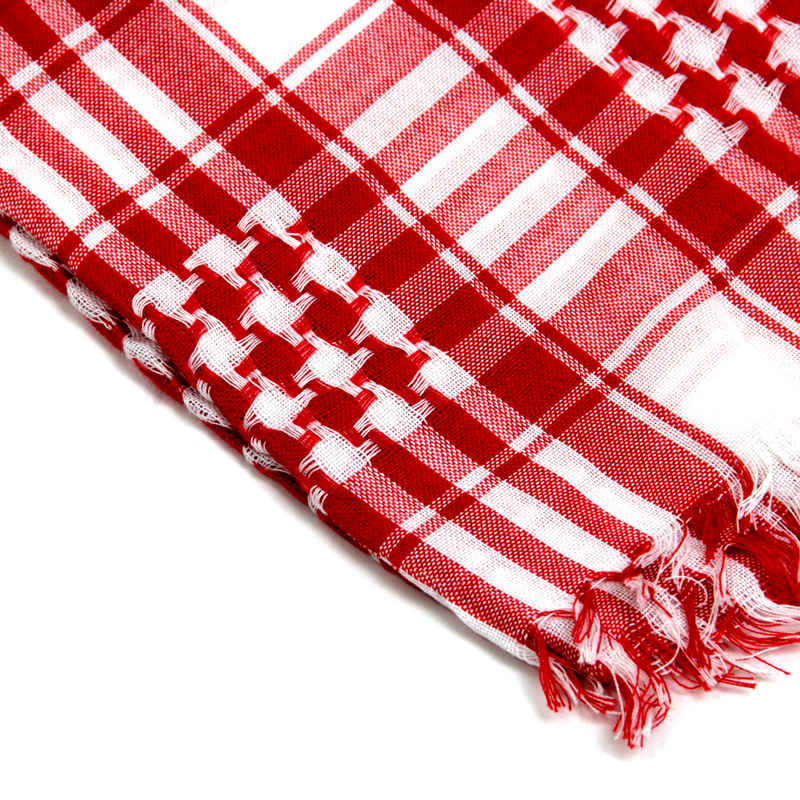 White and Red Checkered Design Shemagh Tactical Desert Turban Scarf Keffiyeh