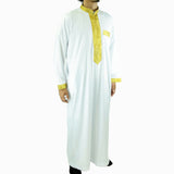 Hijaz Premium Arabian Thobe White Vietnamese Cotton Kaftan With Gold Accents