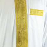 Hijaz Premium Arabian Thobe White Vietnamese Cotton Kaftan With Gold Accents