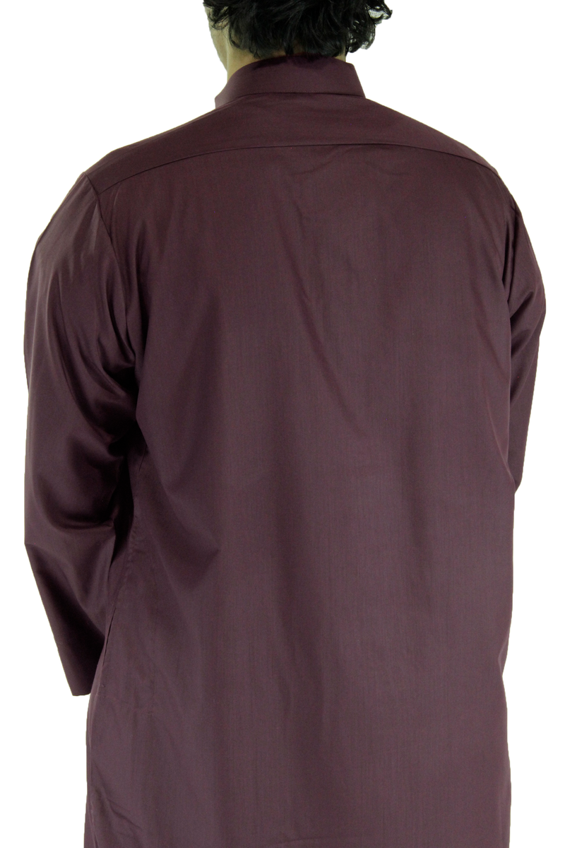 Hijaz Dark Purple Men's Formal Arabian Thobe Cotton Kaftan With Pockets