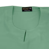 Hijaz Mint Green Korean Nidha Emirati Abaya Arab Dress with Embroidered Sleeves