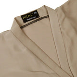 Hijaz Beige Nidha Emirati Open Abaya Cover All Dress with Button Closure