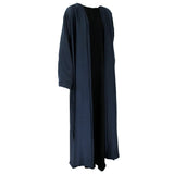 Hijaz Navy Blue Nidha Emirati Open Abaya Cover All Dress with Button Closure