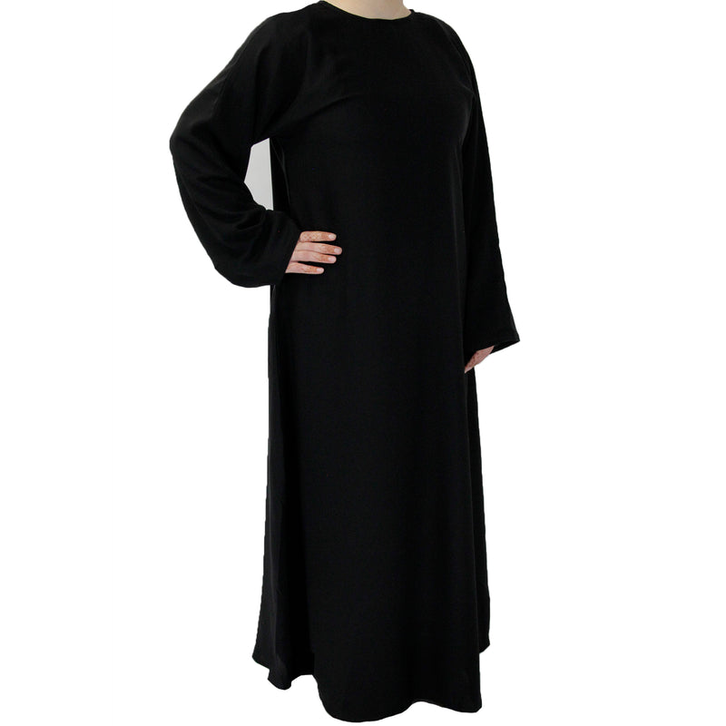 Hijaz Plain Black Korean Nidha Lightweight Abaya Dress Kaftan with Pockets