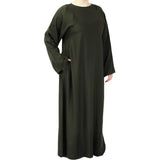 Hijaz Plain Black Korean Nidha Lightweight Abaya Dress Kaftan with Pockets