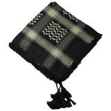 Black and Beige Shemagh Tactical Desert Scarf Keffiyeh with Tassles - Hijaz Cultural Fashion