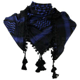 Black and Blue Shemagh Tactical Desert Scarf Keffiyeh with Tassles - Hijaz Cultural Fashion
