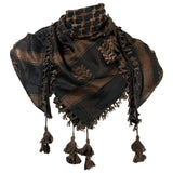 Black and Chocolate Brown Shemagh Tactical Desert Scarf Keffiyeh with Tassles - Hijaz Cultural Fashion