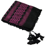 Black and Purple Shemagh Tactical Desert Scarf Keffiyeh with Tassles - Hijaz Cultural Fashion