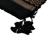 Black and Warm Gray Shemagh Tactical Desert Scarf Keffiyeh with Tassles - Hijaz Cultural Fashion