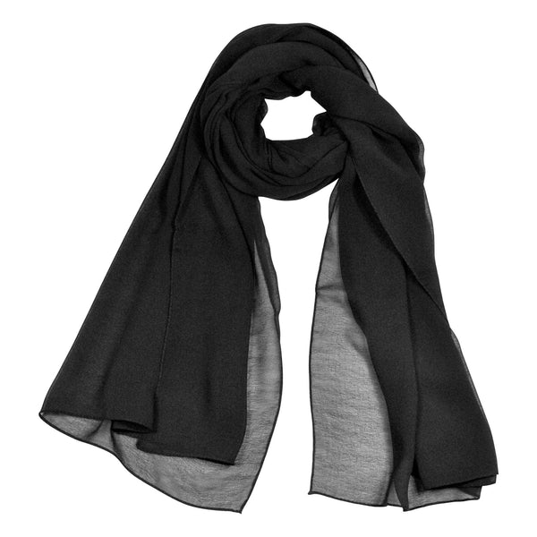 Black Lightweight Soft Sheer Chiffon Scarf Long Rectangle Womens Head Wrap Shawl - Hijaz Cultural Fashion