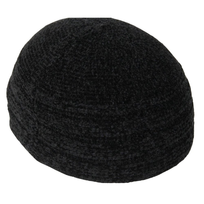 Black Wool Winter Large Skull Cap Beanie One Size Men's Kufi Hat - Hijaz Cultural Fashion