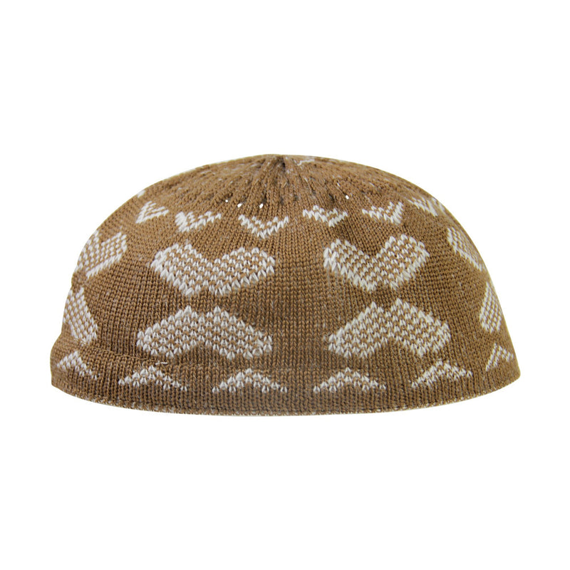 Brown Chevron Pattern Soft Washable Men's Kufi Hat Coofie Beanie - Hijaz Cultural Fashion