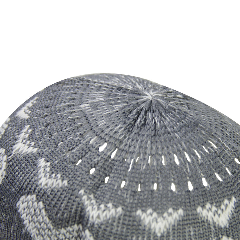 Cool Gray Chevron Pattern Soft Washable Men's Kufi Hat Coofie Beanie - Hijaz Cultural Fashion