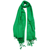Green Spruce Blue Soft Lightweight Rectangle Women's Hijab Scarf with Tassels - Hijaz Cultural Fashion