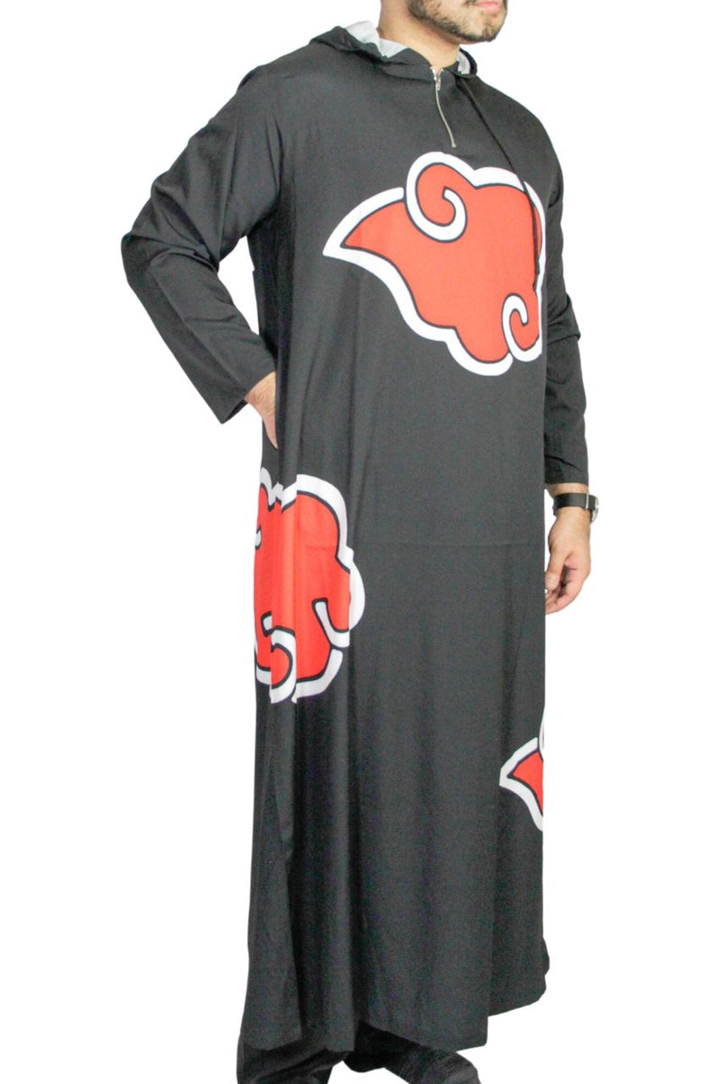 Hijaz Akatsuki Robe Anime Inspired Hooded Unisex Jilbab Thobe with Pockets - Hijaz Cultural Fashion