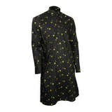 Hijaz Black and Gold Foil Long Authentic Indian Pattern Kurta with Pockets - Hijaz Cultural Fashion