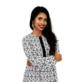Hijaz Black and White Chandelier Women's Modest Modern Abaya Maxi Party Dress - Hijaz Cultural Fashion