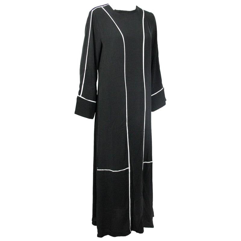 Hijaz Black and White Women's Elegant Modest Modern Abaya Maxi Party Dress - Hijaz Cultural Fashion