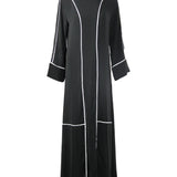 Hijaz Black and White Women's Elegant Modest Modern Abaya Maxi Party Dress - Hijaz Cultural Fashion