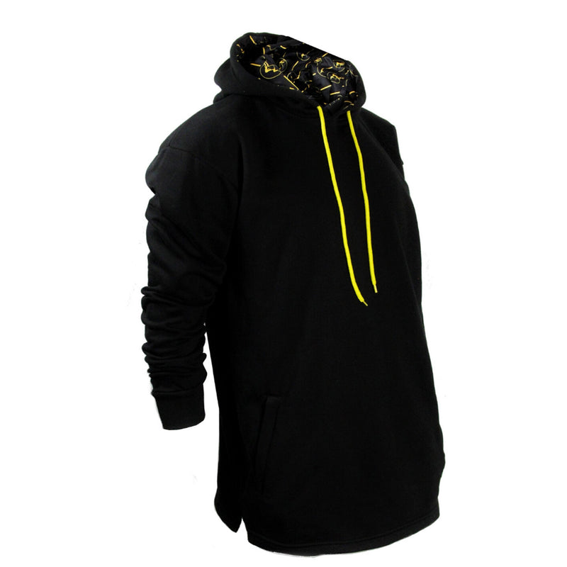 Hijaz Black and Yellow Kurta Sweater with Inner Hoodie Print - Hijaz Cultural Fashion