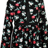 Hijaz Black Floral Rose Women's Modest Modern Abaya Maxi Casual Party Dress - Hijaz Cultural Fashion