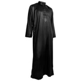 Hijaz Black Formal Fitted Men's Thobe Dishdasha Polished Cotton Luxury Arab Robe - Hijaz Cultural Fashion