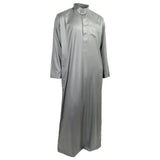Hijaz Gray Formal Fitted Men's Thobe Dishdasha Polished Cotton Luxury Arab Robe - Hijaz Cultural Fashion