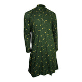 Hijaz Green and Gold Foil Long Authentic Indian Pattern Kurta with Pockets - Hijaz Cultural Fashion