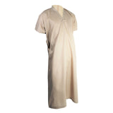 Hijaz Light Brown V-Neck Short Sleeve Casual Cotton Men's Thobe Arab Robe Dishdasha - Hijaz Cultural Fashion