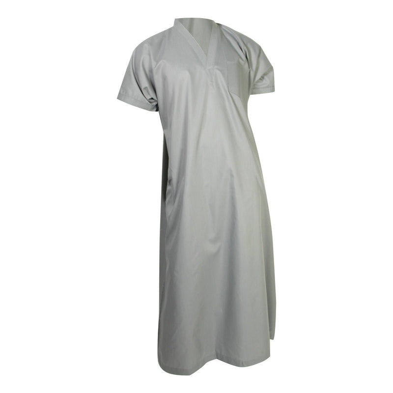 Hijaz Light Gray V-Neck Short Sleeve Casual Cotton Men's Thobe Arab Robe Dishdasha - Hijaz Cultural Fashion