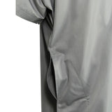 Hijaz Light Gray V-Neck Short Sleeve Casual Cotton Men's Thobe Arab Robe Dishdasha - Hijaz Cultural Fashion
