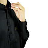 Hijaz Men's Black Modern Casual Cotton Short Asian Kurta Shirt With Accent Cuffs - Hijaz Cultural Fashion