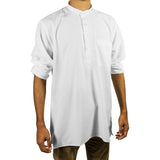 Hijaz Men's Embroidered Plain White Kurta Top Wrinkle Free Cotton Short Tunic - Hijaz Cultural Fashion