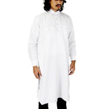 Hijaz Mens Premium White Military Kurta Top Wrinkle Free Cotton Short Tunic Indian Party Wear Throbe Asian Streetwear Top - Hijaz Cultural Fashion