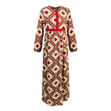 Hijaz Royal Red and Gold Women's Modest Modern Abaya Maxi Casual Party Dress - Hijaz Cultural Fashion