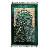 Hijaz Turkish Floral Archway Gold Border Soft janamaz Padded Prayer Rug - Hijaz Cultural Fashion