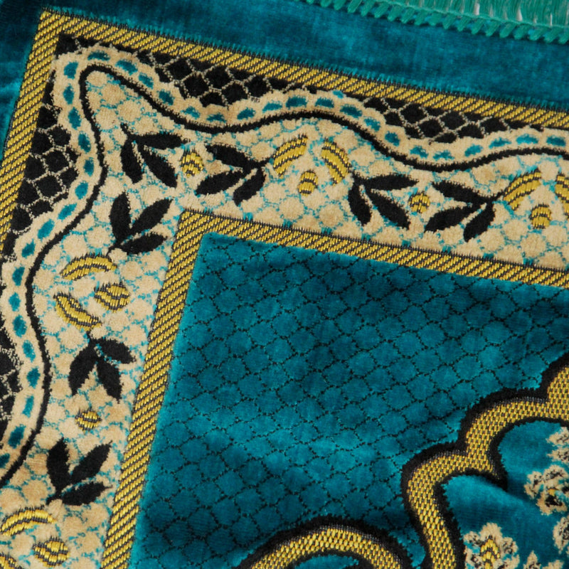 Hijaz Turkish Gold Border Bouqet Design Soft Lightweight Prayer Rug - Hijaz Cultural Fashion