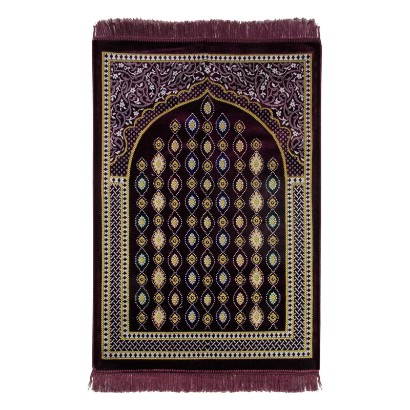 Hijaz Turkish Gold Border Lantern Design Soft Lightweight Prayer Rug - Hijaz Cultural Fashion
