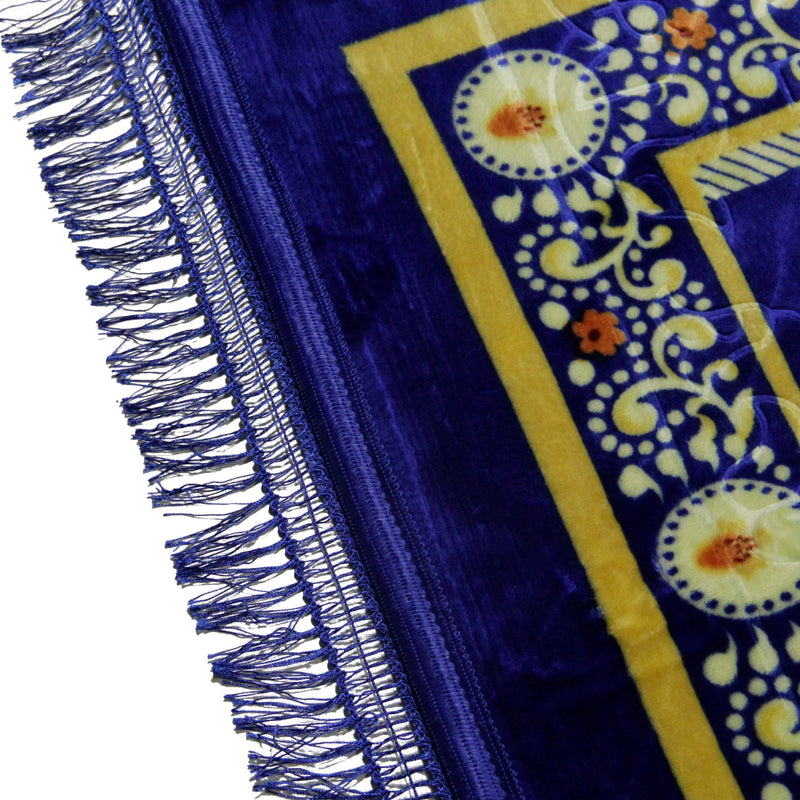 Hijaz Turkish Gold Border sajada janamaz Luxurious Soft Padded Prayer Rug - Hijaz Cultural Fashion
