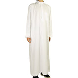 Hijaz White Relax Loose Fit Long Sleeve Men's Formal Thobe Cotton Arab Robe - Hijaz Cultural Fashion
