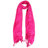 Hot Pink Jacquard Style Embroidered Rectangle Women's Hijab Scarf with Tassles - Hijaz Cultural Fashion