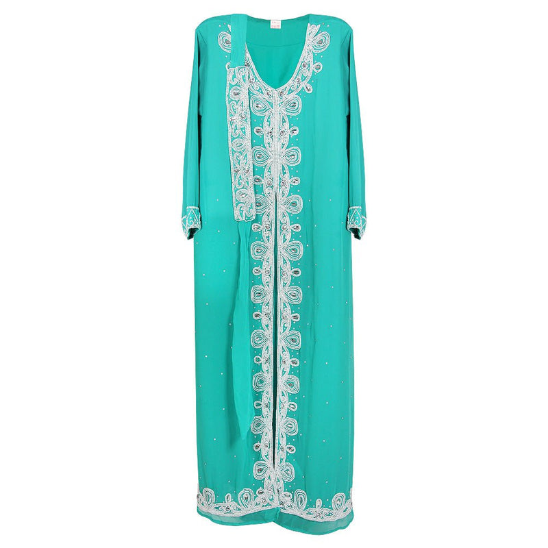 Moroccan Style Turquoise Blue Color Kaftan Dress # KF006-60 | Hijaz Moroccan Style Turquoise Blue Color Kaftan Dress # KF006-60 | Hijaz
