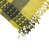 Mustard Yellow Soft Rectangle Women's Hijab Scarf with Tassle Black Stitch Design - Hijaz Cultural Fashion