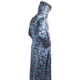 One Piece Lightweight Hooded Unisex Blue Tribal Pattern Jilbab Onsie Desert Robe - Hijaz Cultural Fashion